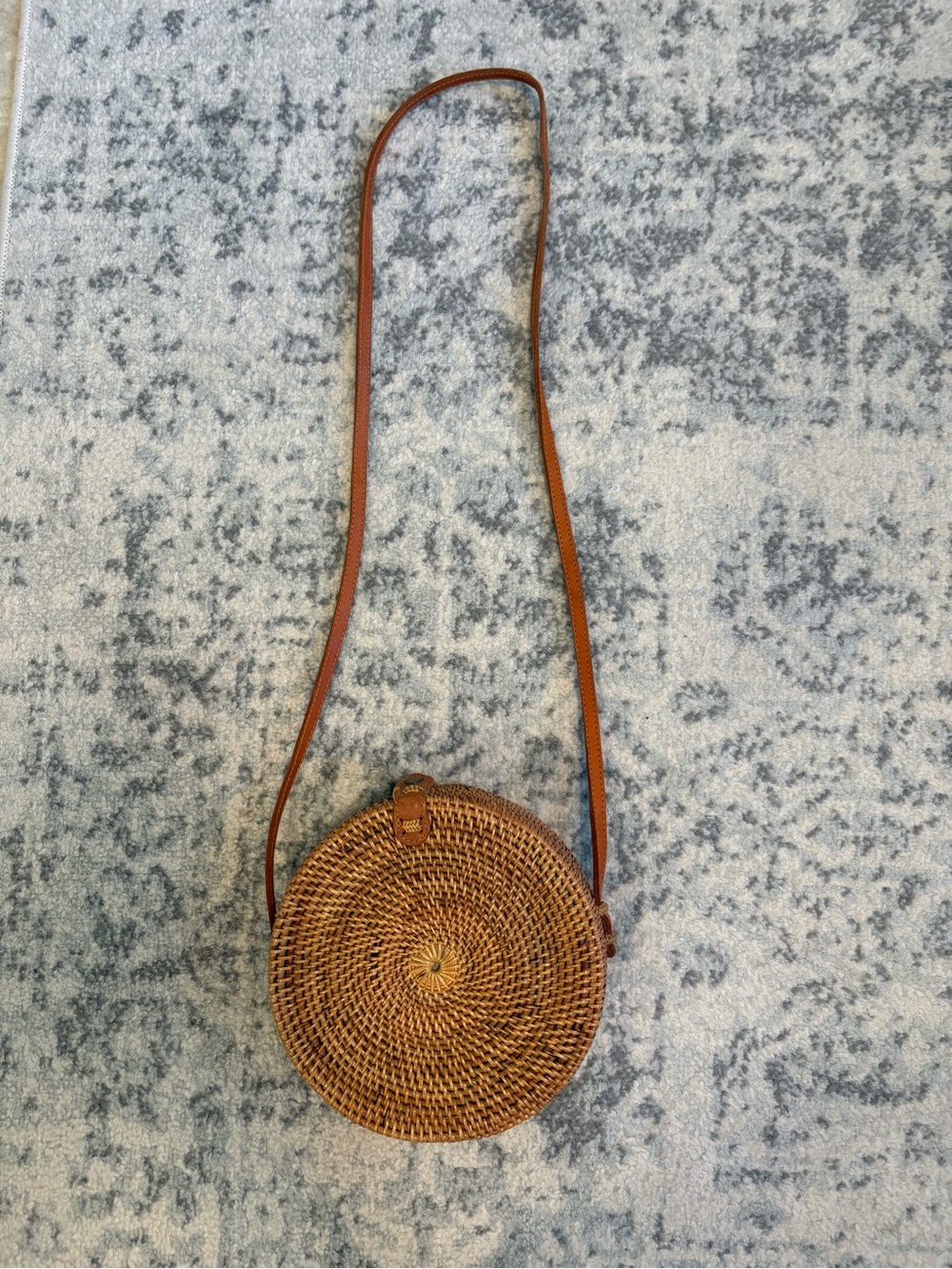 Woven Round Crossbody Bag in Brown